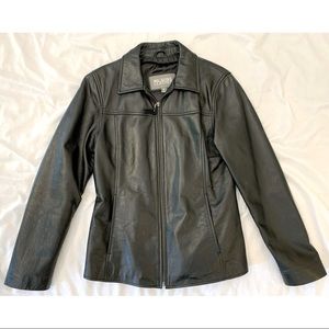 Wilsons Leather Black Jacket Cinched Back Size S